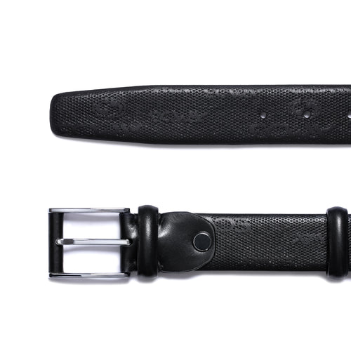 Black leather belt with perforation
