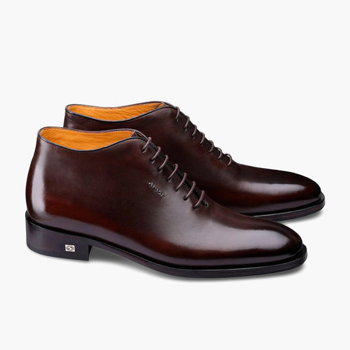 Men's Cognac Leather Oxford Ankle Boot