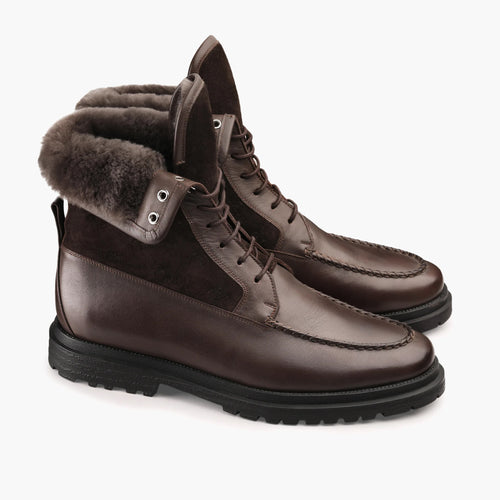 Men's Brown Leather Derby Winter Boot