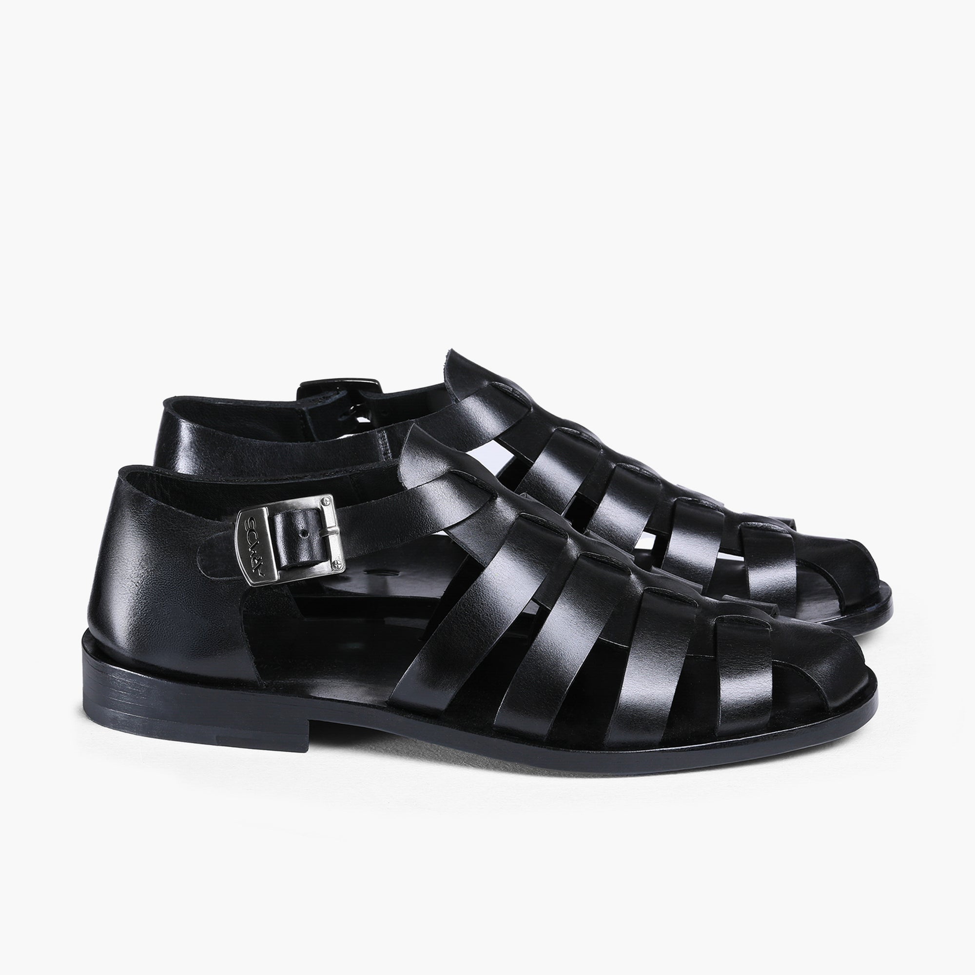 Men’s Black Leather Fisherman Sandal - pair