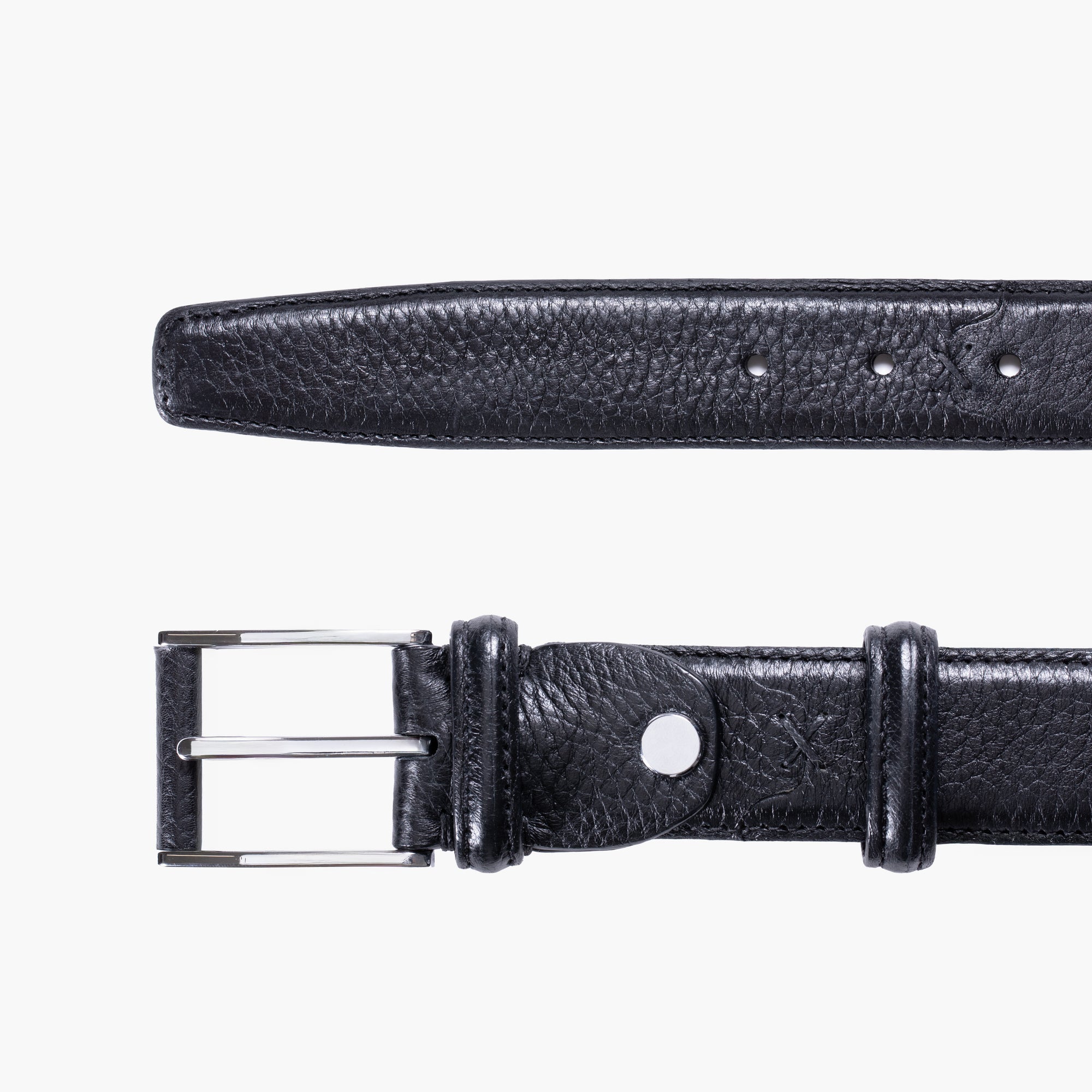 Grained black leather belt