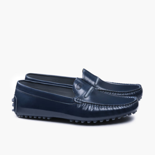 Men’s Navy Blue Leather Driving Moccasin