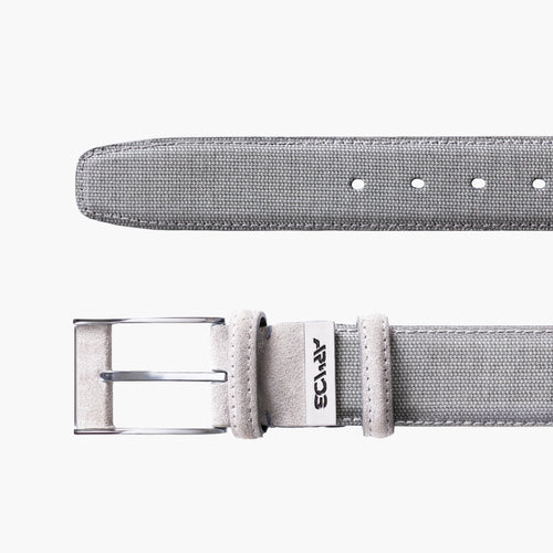 Textured canvas & suede belt