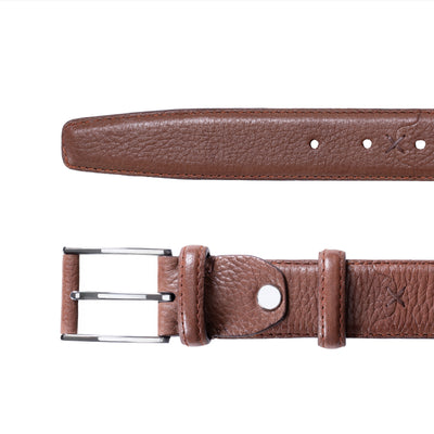 Grained Chestnut Leather Belt
