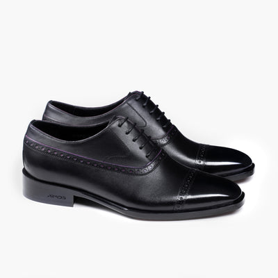 Men's Black & Purple Leather Oxford