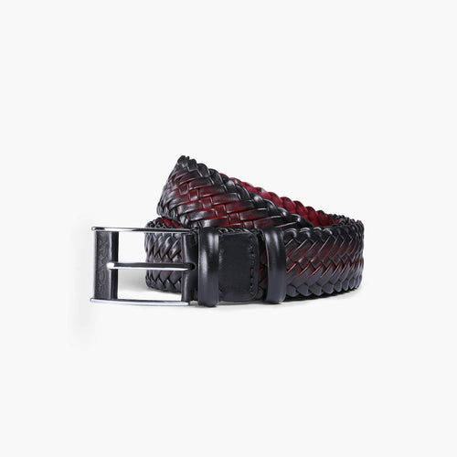 Men’s Burgundy Patina Braided Leather Belt