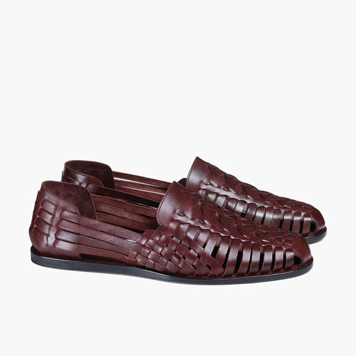 Men’s Burgundy Leather Huarache Sandal - pair