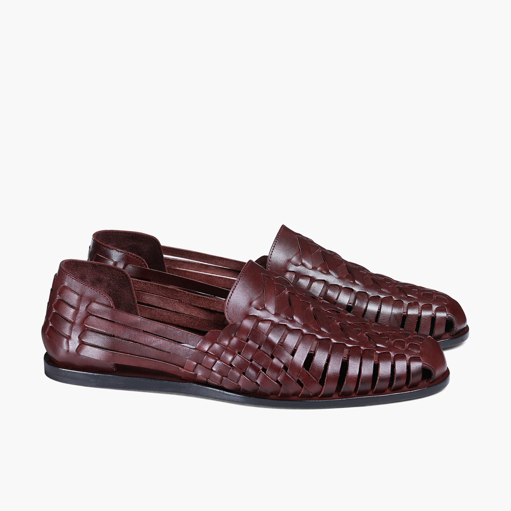 Men’s Burgundy Leather Huarache Sandal - pair