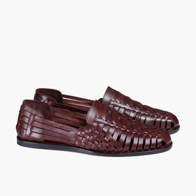 Men’s Burgundy Leather Huarache Sandal - pair