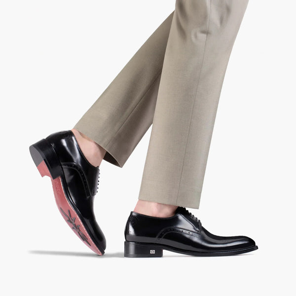 Men's Black Leather Derby Lace-up