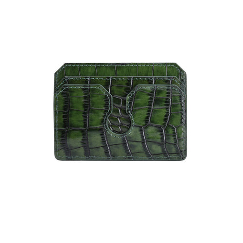 Green crocodile print cardholder