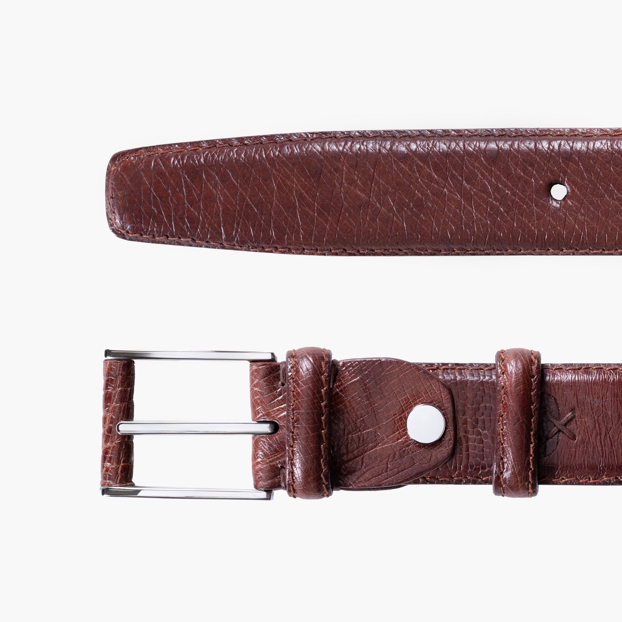 Grained dark espresso leather belt