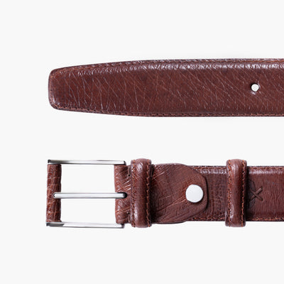 Grained dark espresso leather belt