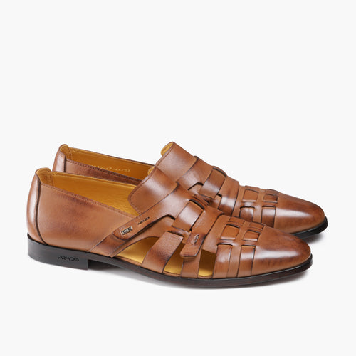 Men's Light Brown Leather Fisherman Sandal