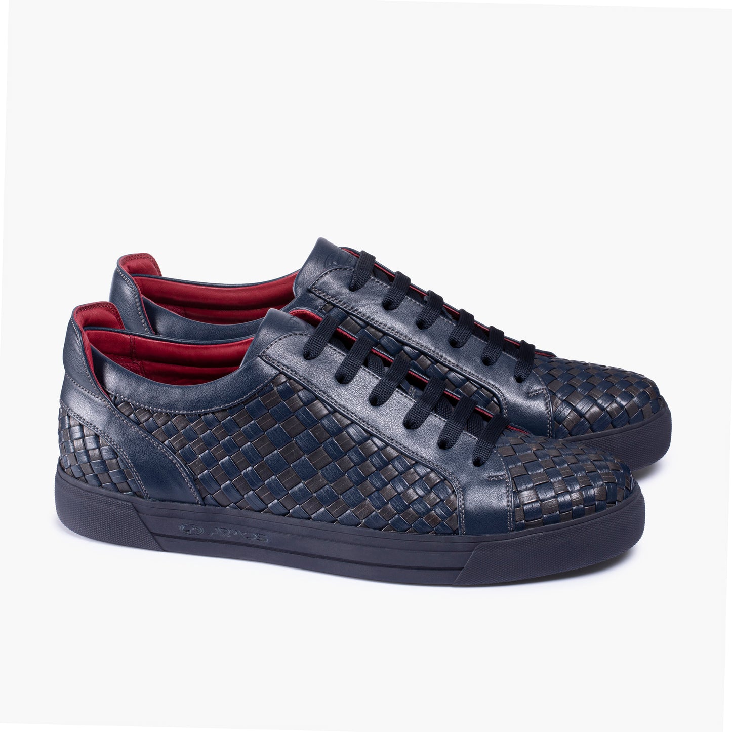 Men’s Dark Blue Leather Woven Sneaker