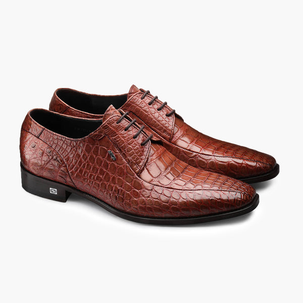 Men's Brown Crocodile Leather Oxford