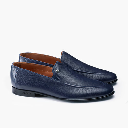 Men's Navy Deer Leather Loafer