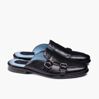 Men's Black Leather Mule