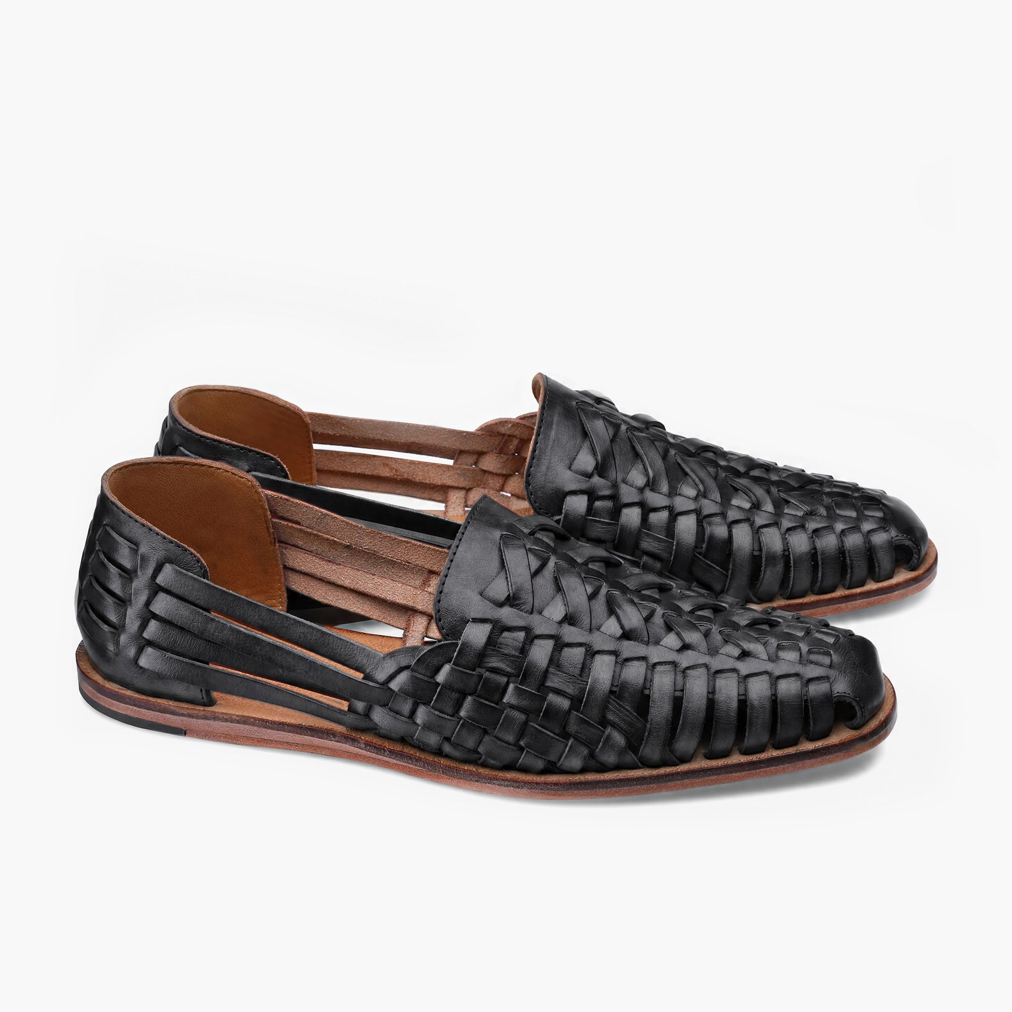 Men's Black Leather Huarache Sandal