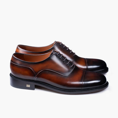 Handcrafted Men’s Brown Patina Leather Cap Toe Oxford | All Sizes Available | ARMOS | 2-Year Warranty Handcrafted Men’s Brown Patina Leather Cap Toe Oxford | All Sizes Available | ARMOS | 2-Year Warranty