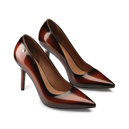 Women's Black & Brown Patent Leather Pump