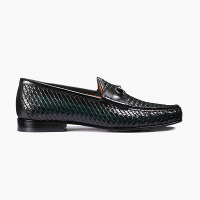 Men's Brown & Green Woven Moccasin