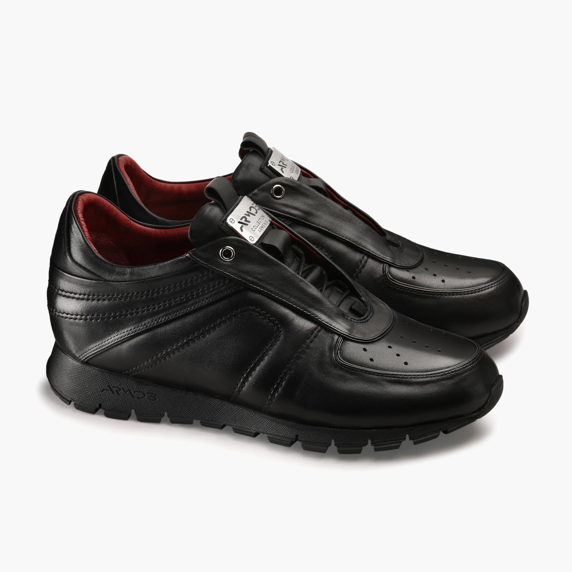Men's Black Leather Perforated Sneaker