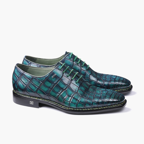 Men’s Green Crocodile Leather Oxford