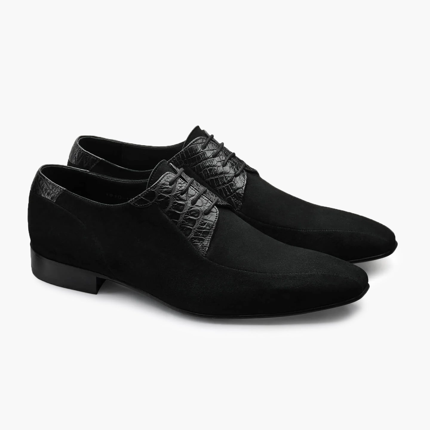 Men's Black Suede & Crocodile Derby
