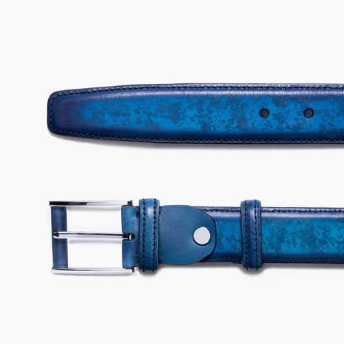 Men’s Cobalt Blue Patina Leather Belt