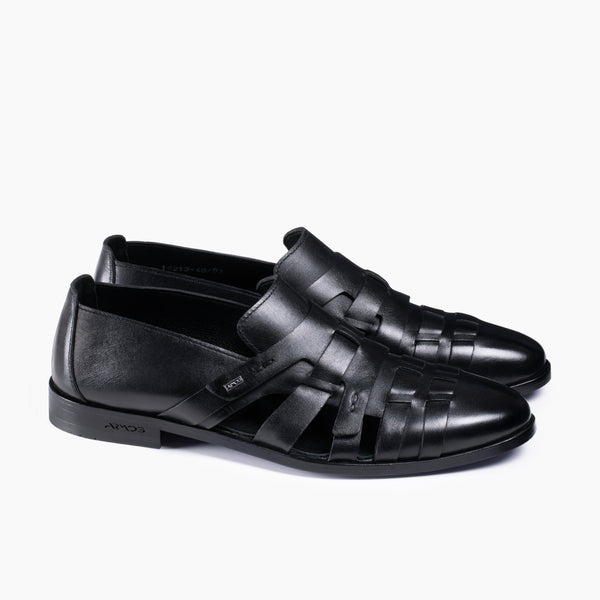 Men's Black Side Strap Fisherman Sandal