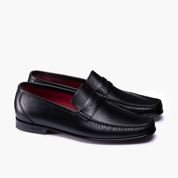 Men's Black Leather Slip-on Moccasin