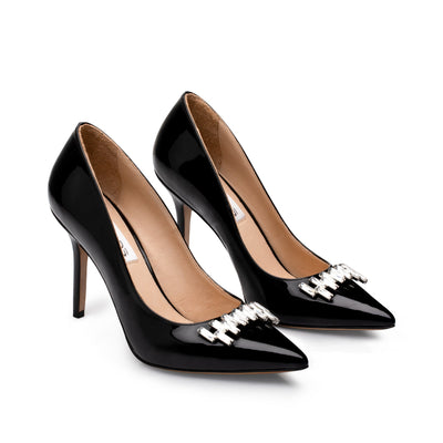 Women's Black Patent Crystal Detail Pump