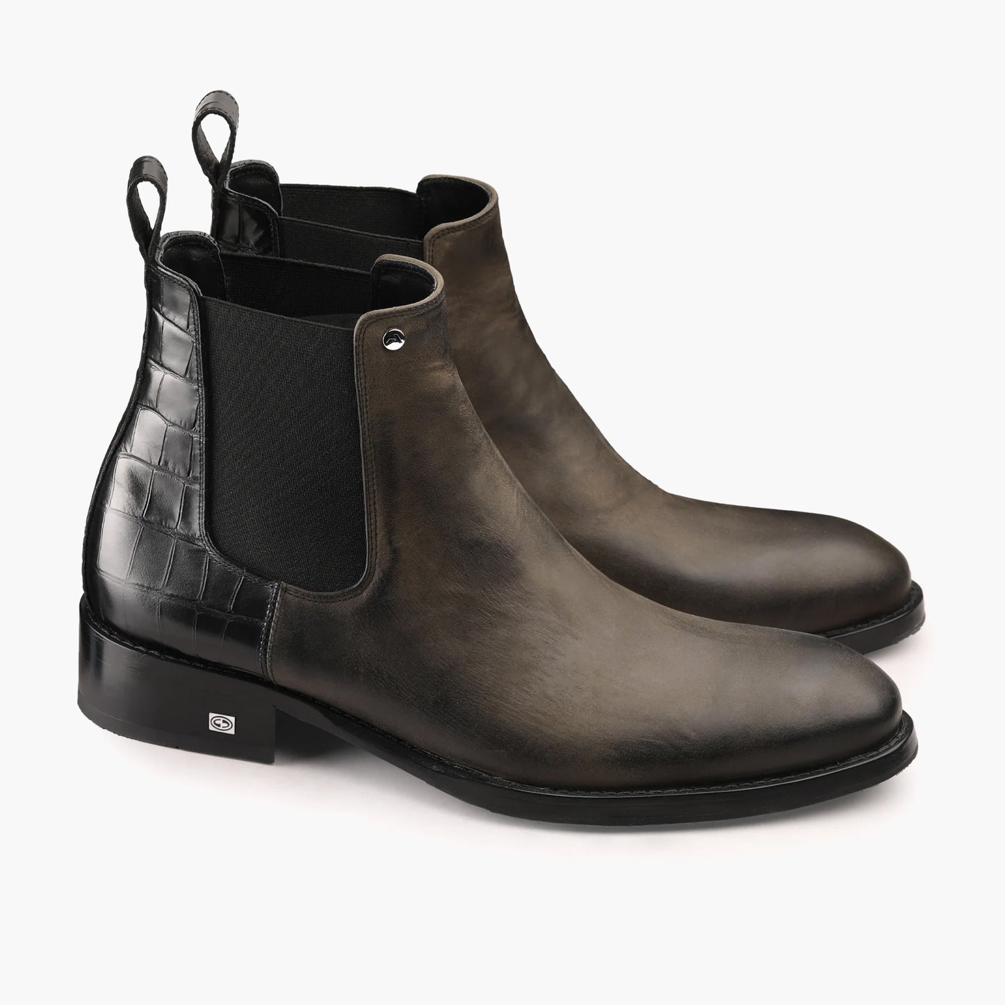 Men's Black & Green Leather Chelsea Boot