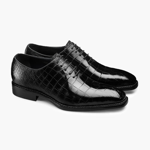 Men's Black Crocodile Leather Oxford