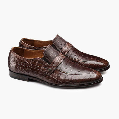 Men’s Brown Ostrich Leather Loafer
