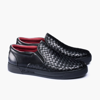 Men's Black Woven Slip-On Sneaker