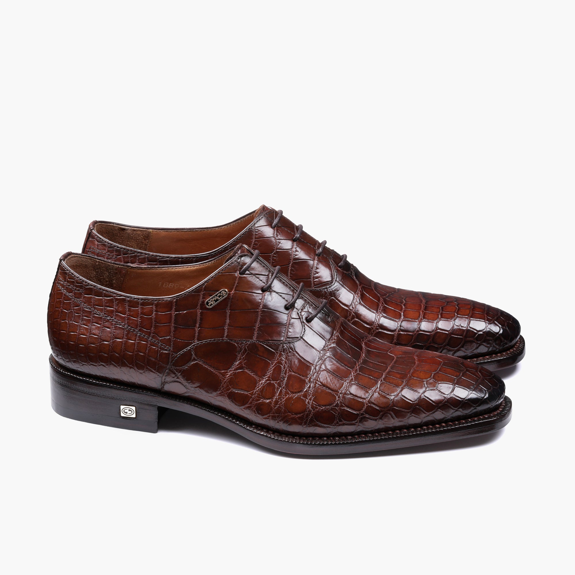 Men's Brown Patina Crocodile Leather Oxford