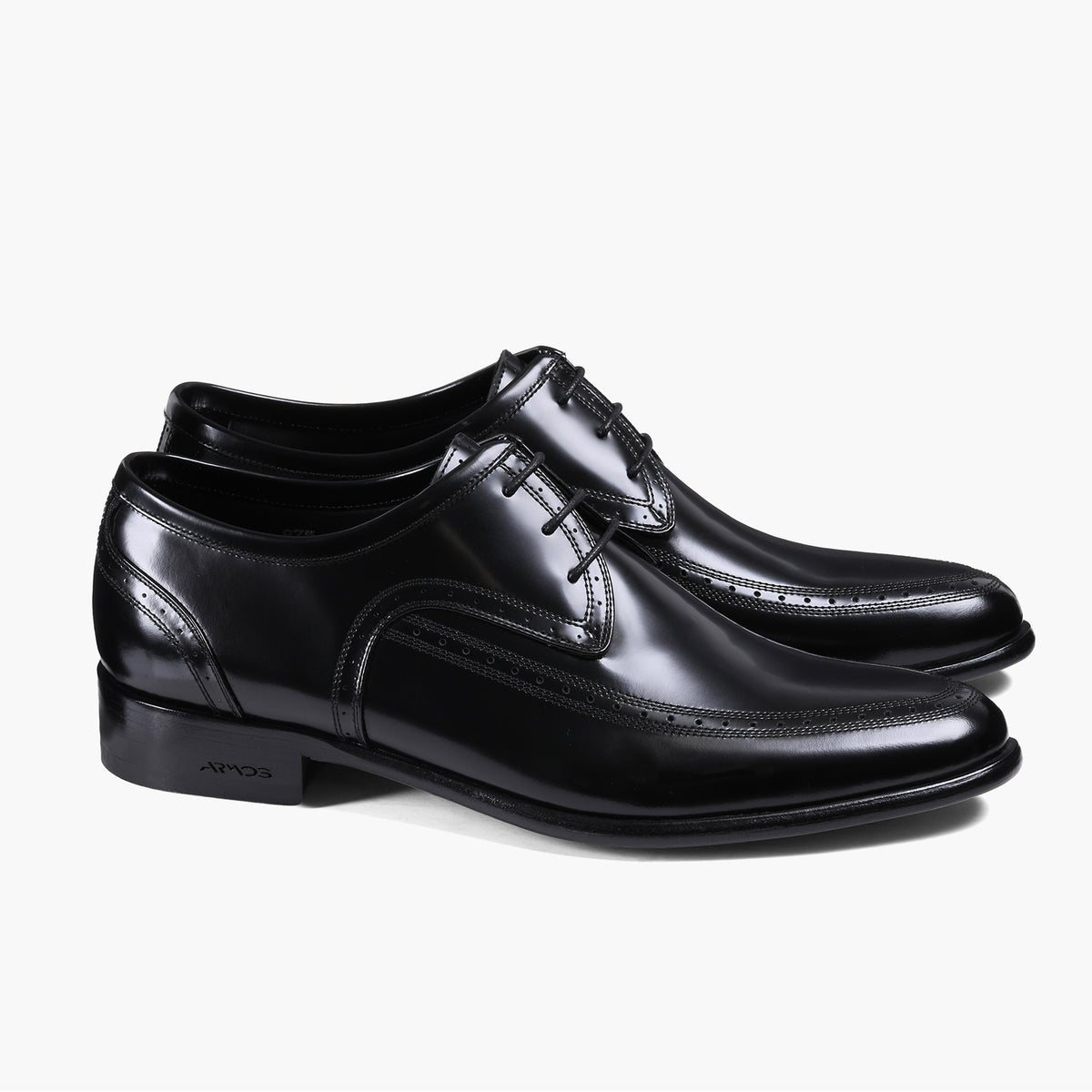 Men's Black Leather Apron-Toe Derby - pair