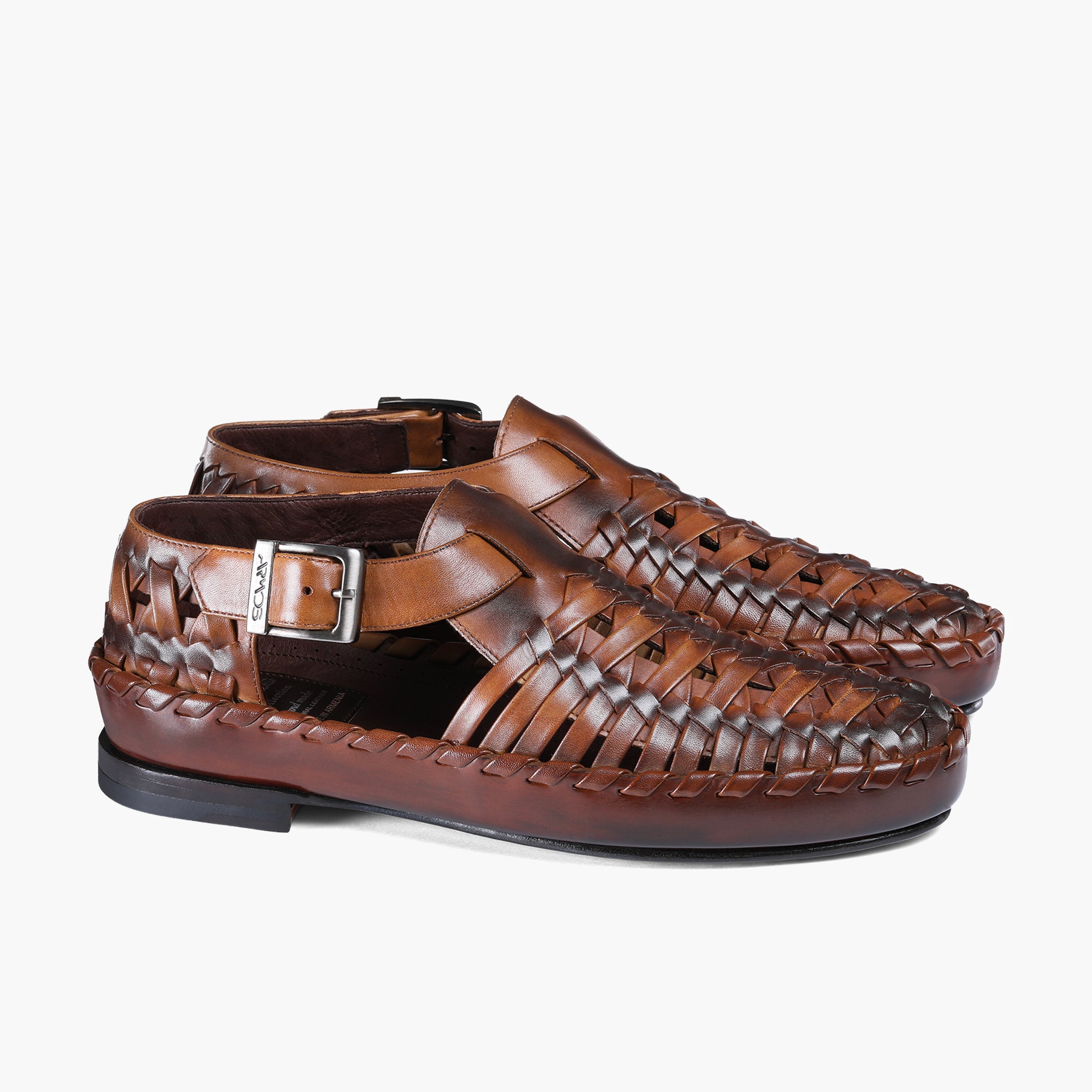 Men's Dark Brown Leather Huarache Sandal - pair