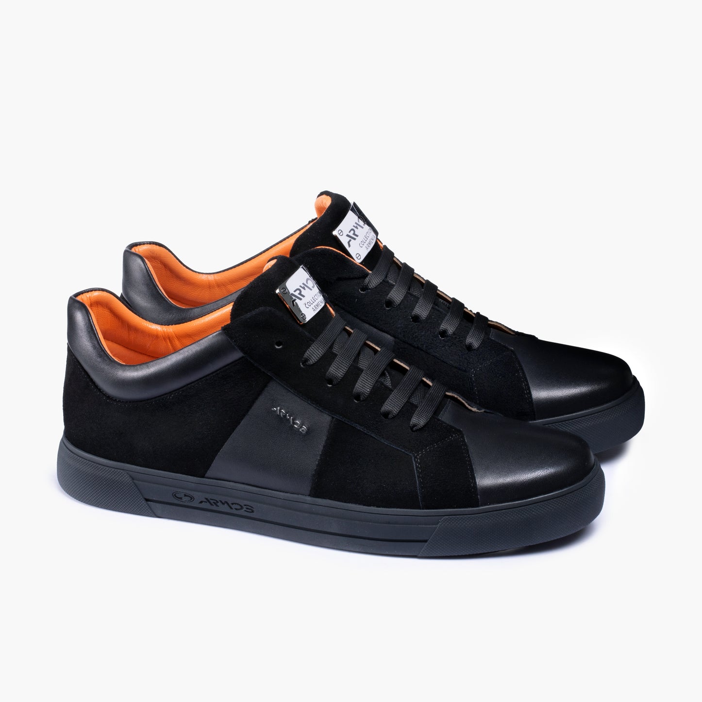 Men's Black Leather and Suede Sneaker