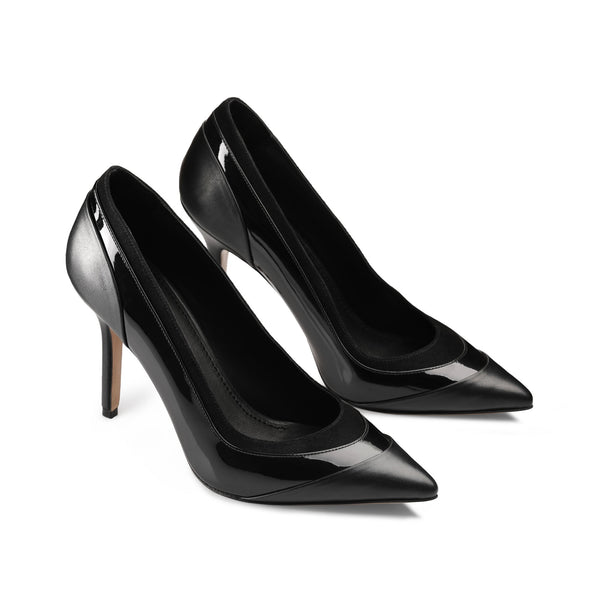 Women’s Black Pointed-Toe Leather Pump