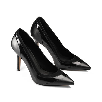 Women’s Black Pointed-Toe Leather Pump