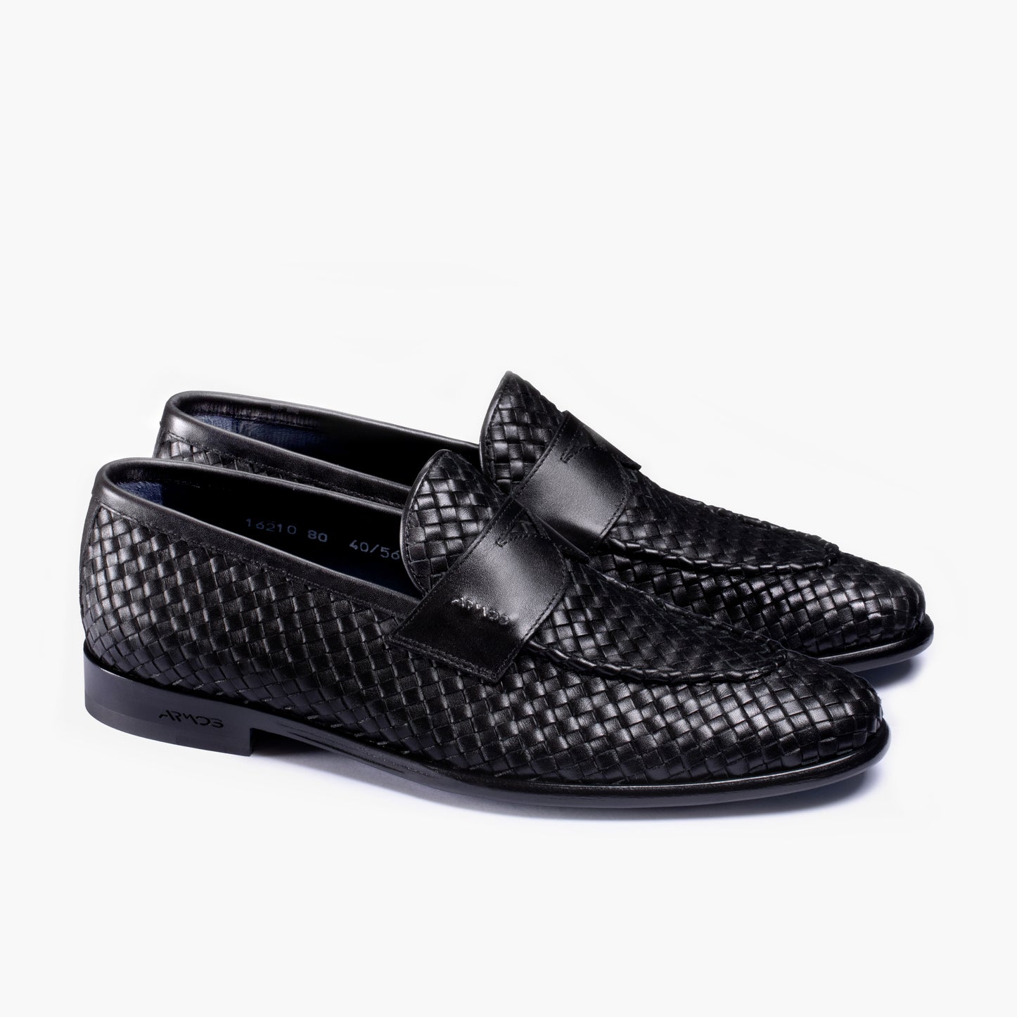 Men's Black Woven Leather Penny Loafer