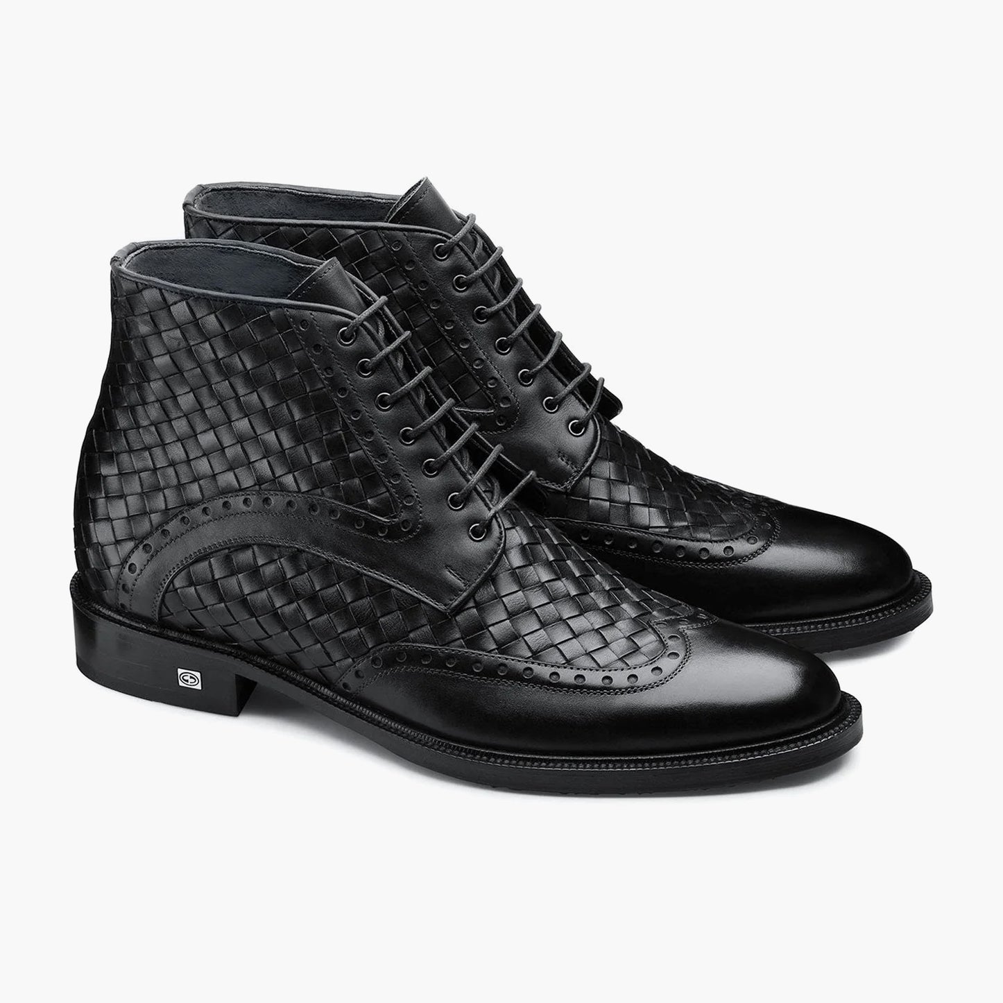 Men's Black Woven Leather Boot