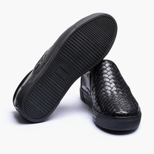Men's Black Woven Slip-On Sneaker