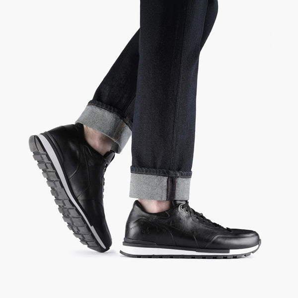 Men's Black Sneaker with White Sole