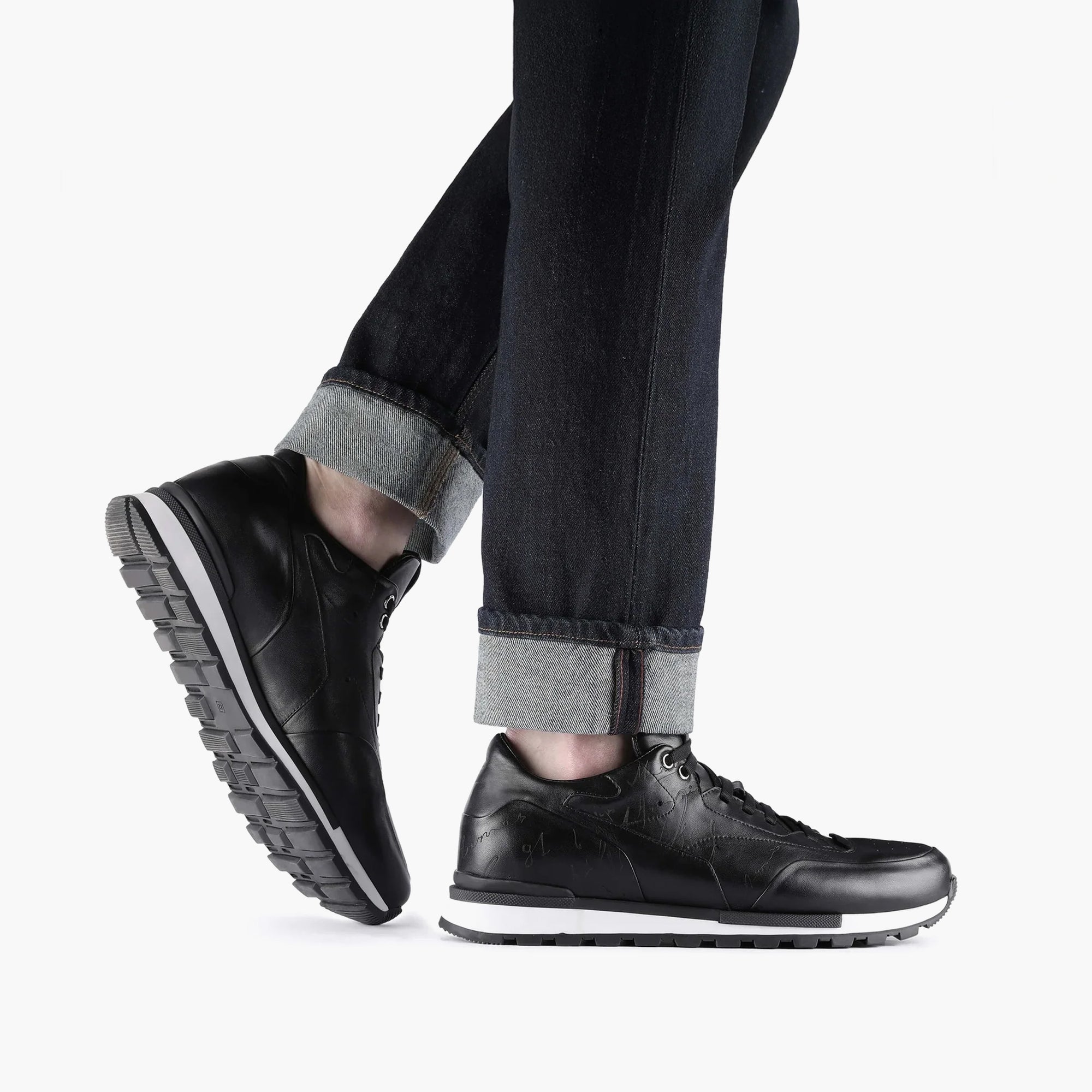 Men's Black Sneaker with White Sole