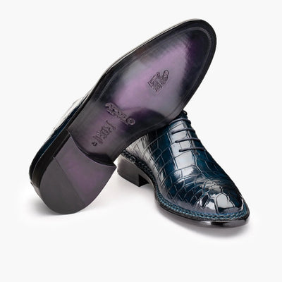 Men's Blue Crocodile Leather Oxford