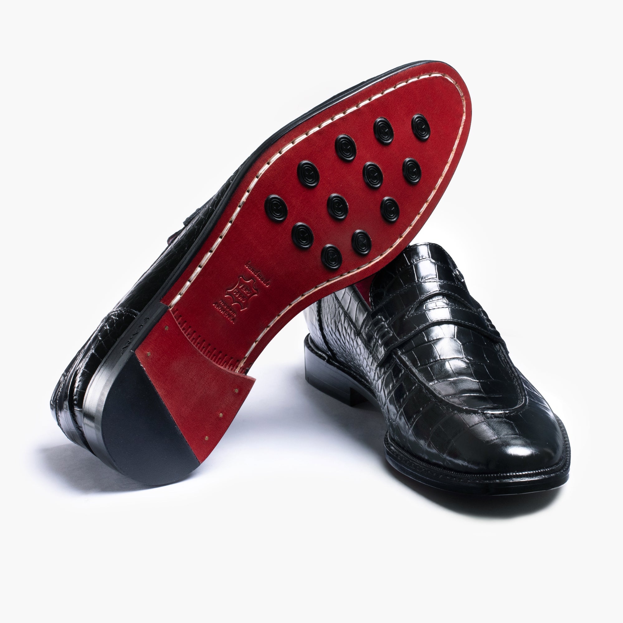 Men’s Black Croc-Embossed Penny Loafer